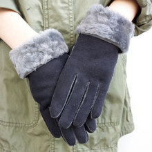 女冬皮草女士手套羊皮毛一体羊毛手套简洁款冬季保暖分指真皮手套