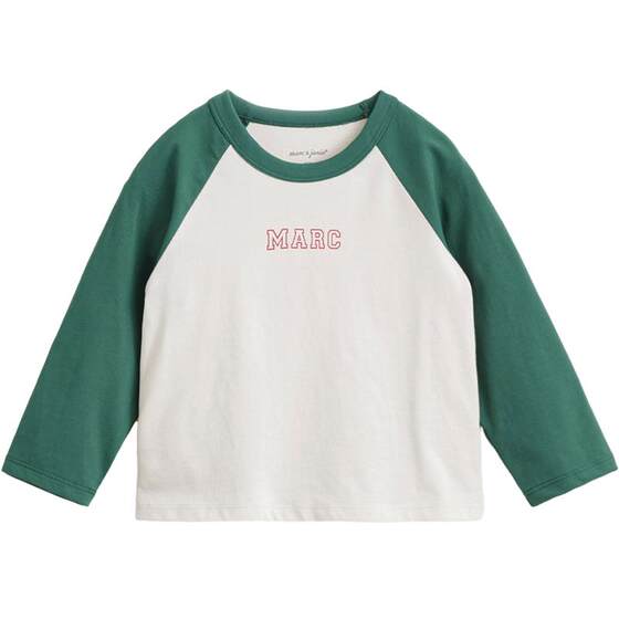 
Mark Jenny boys and girls fashionable contrast raglan sleeve sports T-shirt children's long-sleeved top spring 240138
