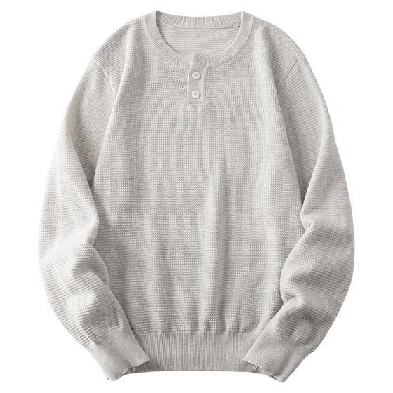 
Xinjiang long-staple cotton Henry collar sweater men's spring and autumn new textured cotton commuting large size inner sweater