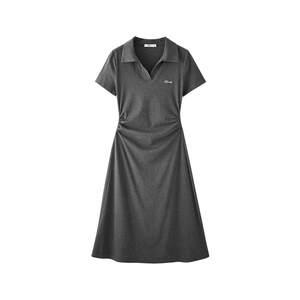 
Sanfu short-sleeved dress 2026 new summer simple and elegant waist V-shaped lapel long skirt women's 517904