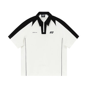 FORNINES American vintage retro POLO shirt men and women couple trendy brand short-sleeved summer half-sleeved heavy T-shirt
