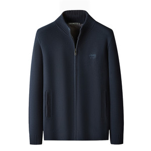 
Jeep velvet thickened sweater men's winter warm and cold-relieving zipper cardigan dad's winter pure cotton sweater jacket