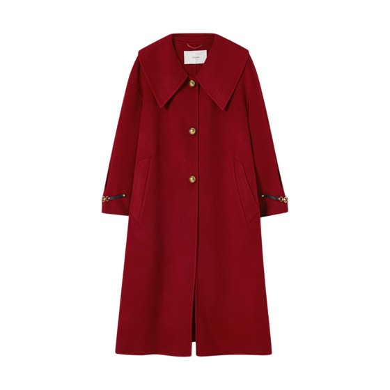 
[100% double-sided woolen wool coat] MSLAN mid-length large lapel waist woolen coat MEDV3309