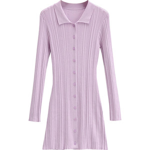 Spring and autumn retro French temperament long -sleeved high -waisted knit dress female little people, thin slim A -line skirt
