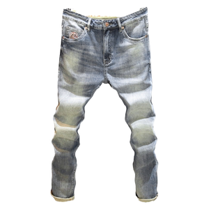 
High-end small straight jeans for men 2025 new spring and autumn men's pants trendy brand retro washed white casual pants