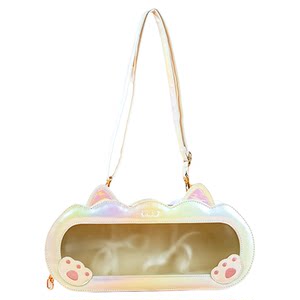 
ICY DBS 30cm small doll 6-point baby outing leather bag white colorful white cat cross-back baby bag