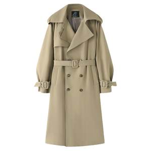 
PAPERLLL black long stand collar coat trench coat women's 2025 new autumn waist-lifting windbreaker coat women's