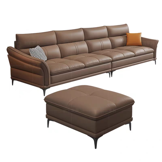 
Foshan's new super fiber leather modern home living room office straight L-shaped combination first layer cowhide leather sofa