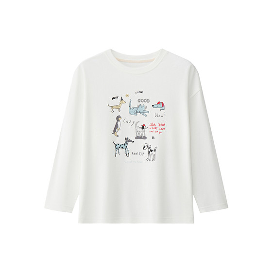 
Shrimp paste hemp boys pure cotton long-sleeved T-shirt spring and autumn 2026 new white cartoon children's wear bottoming top