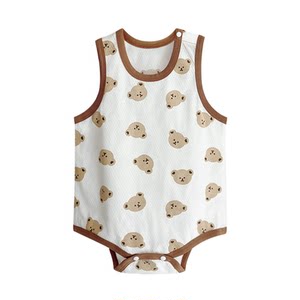 
Summer boy's vest bag for newborn baby pure cotton sleeveless crawling suit jumpsuit summer dress 0-2 years old for outer wear