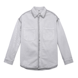 
American high street washed gradient lapel denim shirt men's spring trendy couple style loose handsome stacked jacket