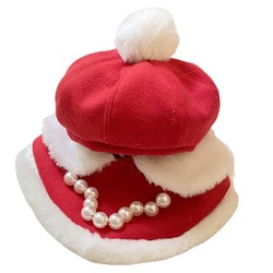 Festive and noble cat pearl scarf New Year's dress dog cat New Year scarf pet octagonal hat blessing hanging bag