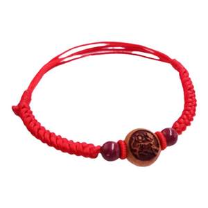 Red rope good luck ankle chain peachwood zodiac zodiac cinnabar beads guarded men and women couples Ping An Nunsted New Year bracelet