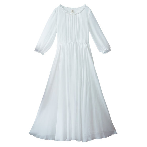 
[158 yuan area] White dress for women summer 2025 new style chiffon long skirt high waist skirt fairy