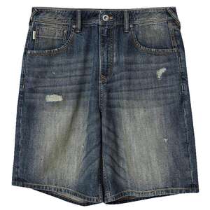 Jack Jones men's spring whiskers, washed, distressed, mended, versatile trendy, fashionable, simple denim shorts