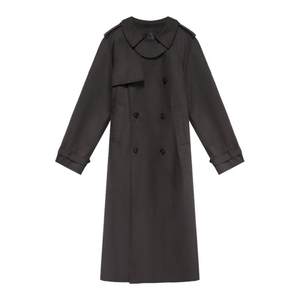 
Eryang Design [Mousse Footprint] Classic Heavy Industry Commuter Lapel Washed Cotton Double Bretted Long Trench Coat Jacket