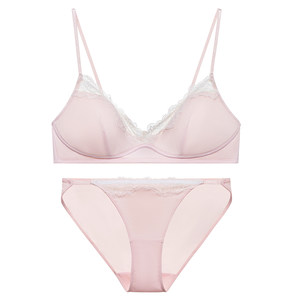 
Forlé Girl French Underwear Lace V-neck Bra Small Breast Ultra-Thin Pad No Wire Bra Set Comfortable New Product