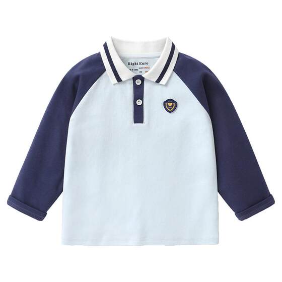 
Right European boy base POLO shirt rabos sleeve girls long-sleeved T-shirt Spring and Autumn new children's clothing pure cotton children's inner wear