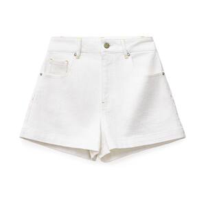 
Madden American white denim three-point micro-elastic slim straight shorts A-line casual shorts for women summer