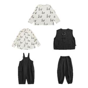 
Youyou boys spring new long-sleeved cartoon T-shirt sleeveless vest loose ankle-length trousers cat series suit