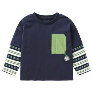 
Right European boys' T-shirt children's pure cotton spring and autumn long-sleeved baby 2026 new style inner fake two-piece bottoming shirt top