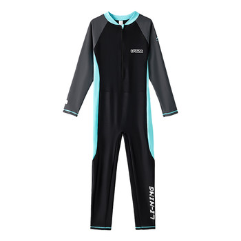 Children's swimsuit boy's one piece long sleeve warm winter