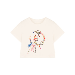 
Amybaby girls suit summer 2026 new American retro print slim sweet cool top wide leg pants
