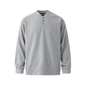 
MRCYC waffle Henry collar long-sleeved T-shirt for men 2026 spring new loose inner style Korean old money style outfit