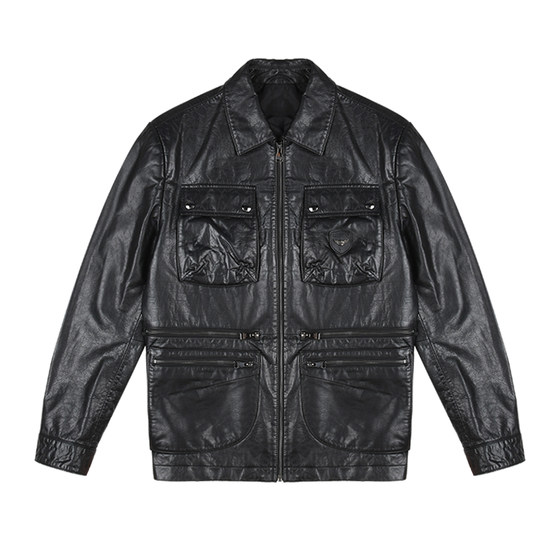 
Reddy Boer men's genuine leather leather jacket spring and autumn new cowhide leather hunting style lapel multi-bag leather jacket men