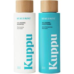 Kuppu Kukui Mint Care Set: Sea Breeze Bottle. Sulfate-free Shampoo, Conditioner For Oil Control, Fluffy Hair