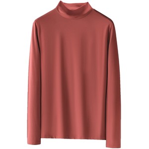 Modal's long -sleeved T -shirt men half -neck shirt double -sided virtue and velvet, warm white inner autumn clothes
