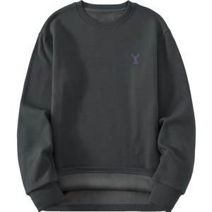 
Heavyweight long-sleeved t-shirt men's white autumn and winter warm plus velvet thickened inner layering shirt round neck autumn shirt