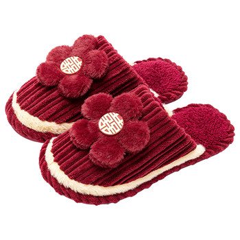 cotton slippers wedding festive red pair women winter