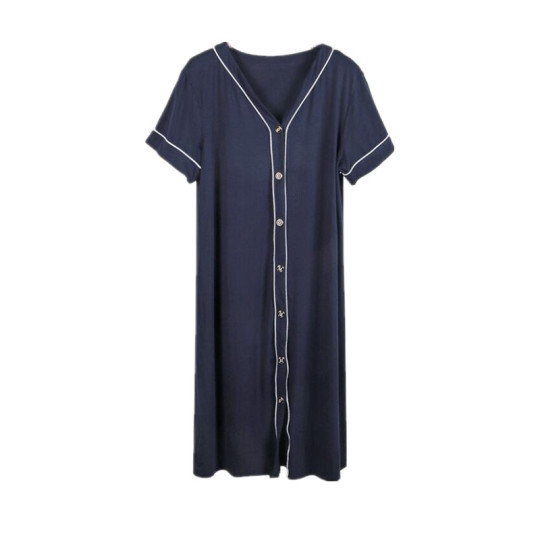 Kant zomer nachthemden korte mouw V-hals casual zachte nachthemd voor vrouwen effen patchwork losse pasvorm satijn zijde, Groen, 4XL Kant zomer nachthemden korte mouw V-hals casual zachte nachthemd voor vrouwen effen patchwork losse pasvorm satijn zijde, Groen, 4XL