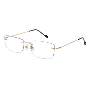 
Ultra-light pure titanium wire rimless myopia glasses frame for men, which can be equipped with prescription men's gold business rimless frames