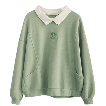 Vertical zipper spring and autumn plus velvet pocket nursing sweatshirt