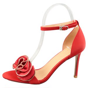 
Rhinestone flower silk cowhide surface sheepskin leather super high-heeled women's shoes bag heel fashion sandals D22-2