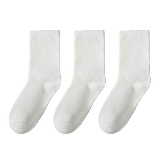 
White socks for women, middle socks, cotton piles of socks, Japanese ins trendy black men's boneless socks, confinement wide-mouth stockings