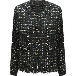 
COCOBELLA Temperament Socialite Xiaoxiang Style Tweed Jacket Women's Naked Collar Short Raw Edge Suit WL913