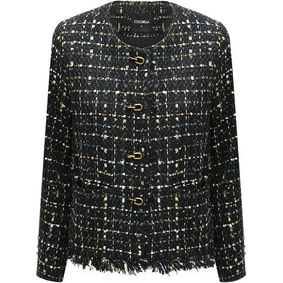 
COCOBELLA Temperament Socialite Xiaoxiang Style Tweed Jacket Women's Naked Collar Short Raw Edge Suit WL913