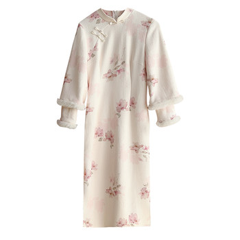 Meet the new plus size winter velvet Chinese daily cheongsam