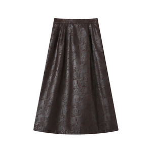 
Chemical Girl Rebel Campus Extra Long Retro Printed Leather A-Line Skirt Long Skirt Autumn and Winter Women