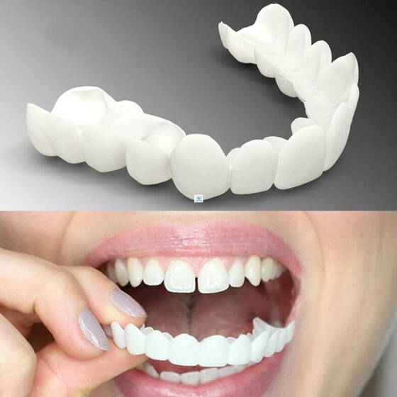 Silicone Upper Lower False Teeth Veneers Dentures Fake