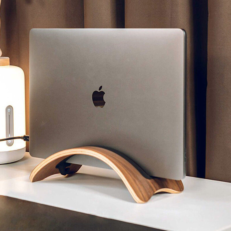笔记本竖立支架收纳式macbook电脑质支撑放置物架桌面托架子木制架