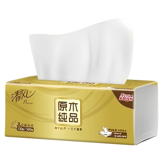 
Qingfeng gold pure wood tissue paper 3 layers 100 sheets 10 packs full box affordable large pack