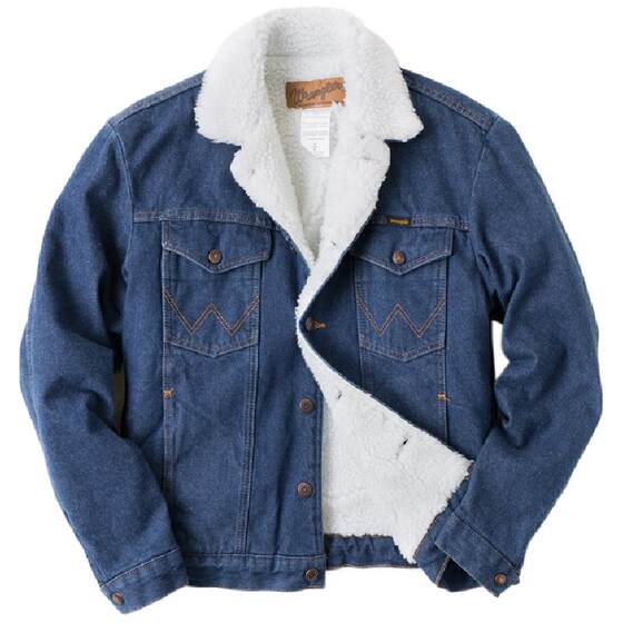 
Atong Cow Society Wrangler Weige imitation lamb velvet thickened denim jacket men's warm yellowstone style jacket winter