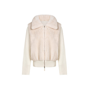 
Zhang Jingyi's same Kroche eco-friendly mink knitted splicing short warm double-pull lapel jacket