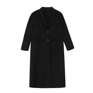 
NEVAHU black wool double-sided woolen coat for women loose autumn and winter retro style mid-length woolen coat