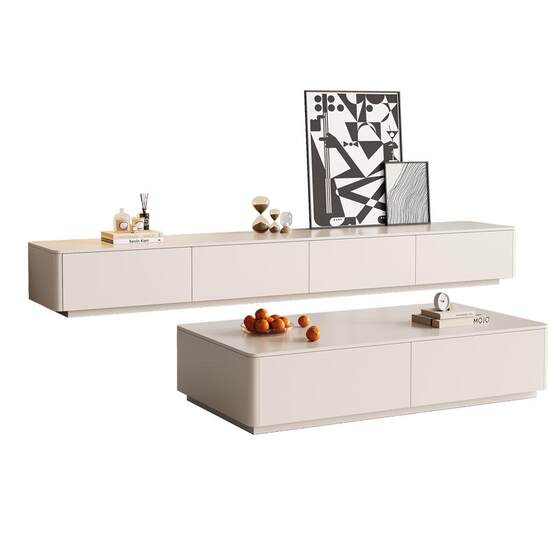 Pashaman coffee table floor-standing TV cabinet combination white minimalist cream style living room small apartment square new style