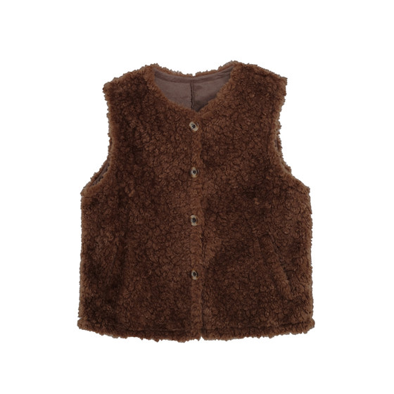 Huanghuangjia furry vest 2025 winter new style soft and waxy lazy sleeveless vest jacket for women